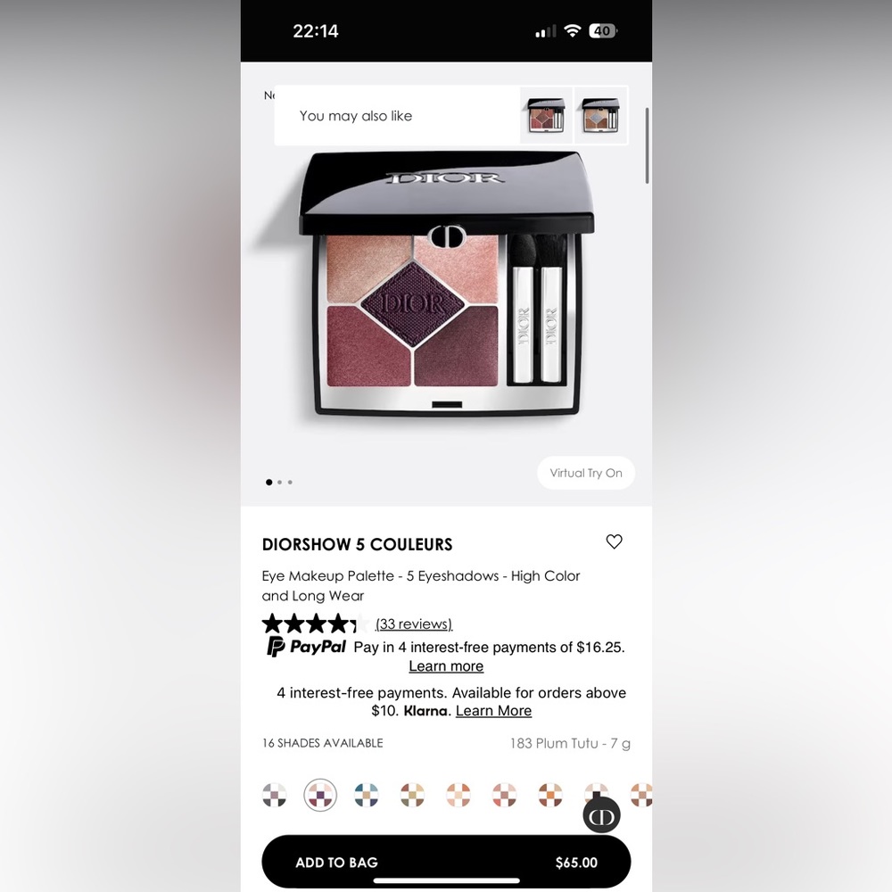 Dior eyeshadow